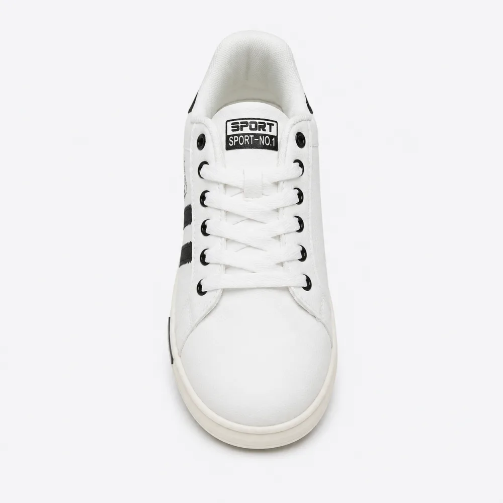 AMZA White Black Low-Top Casual Sneaker