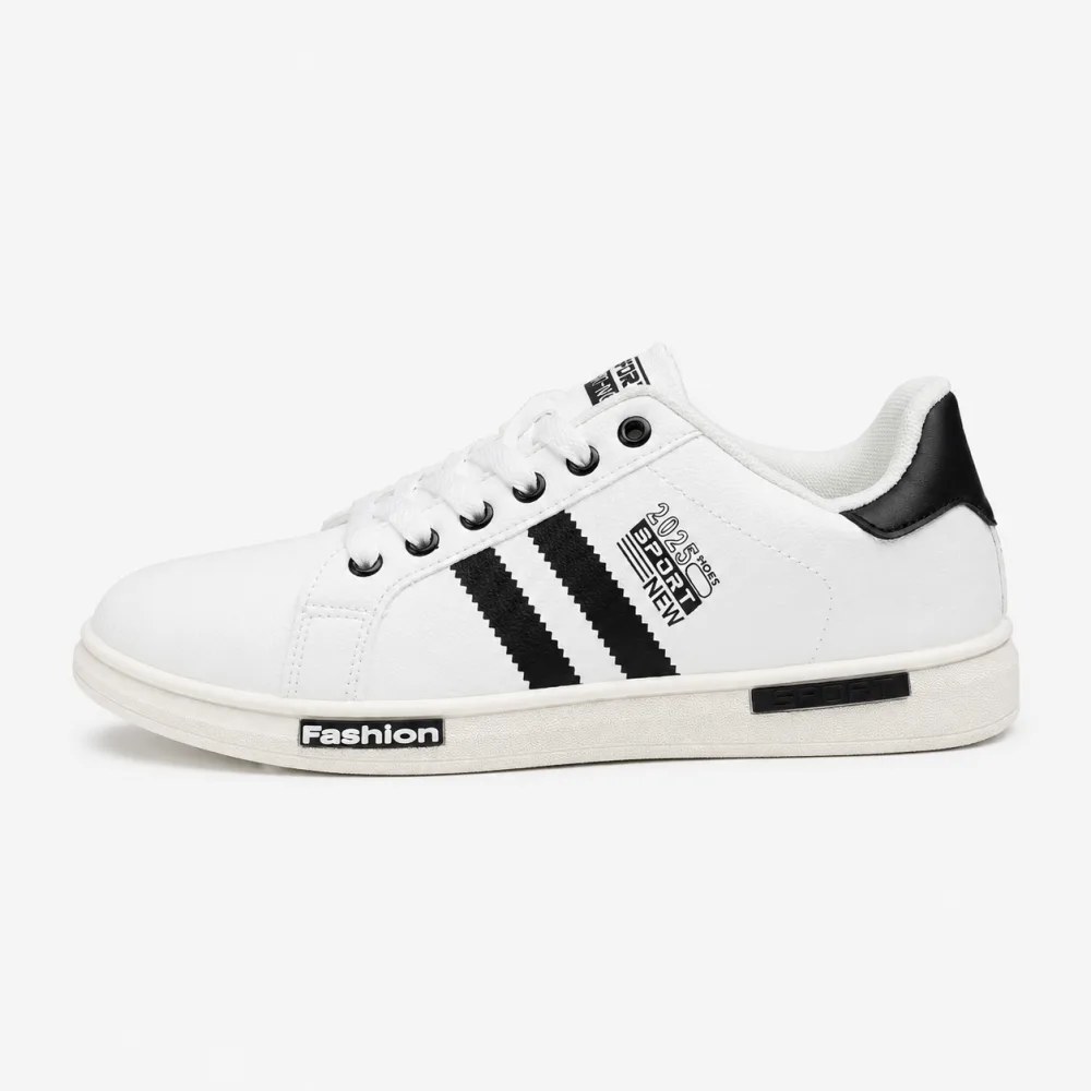 AMZA White Black Low-Top Casual Sneaker