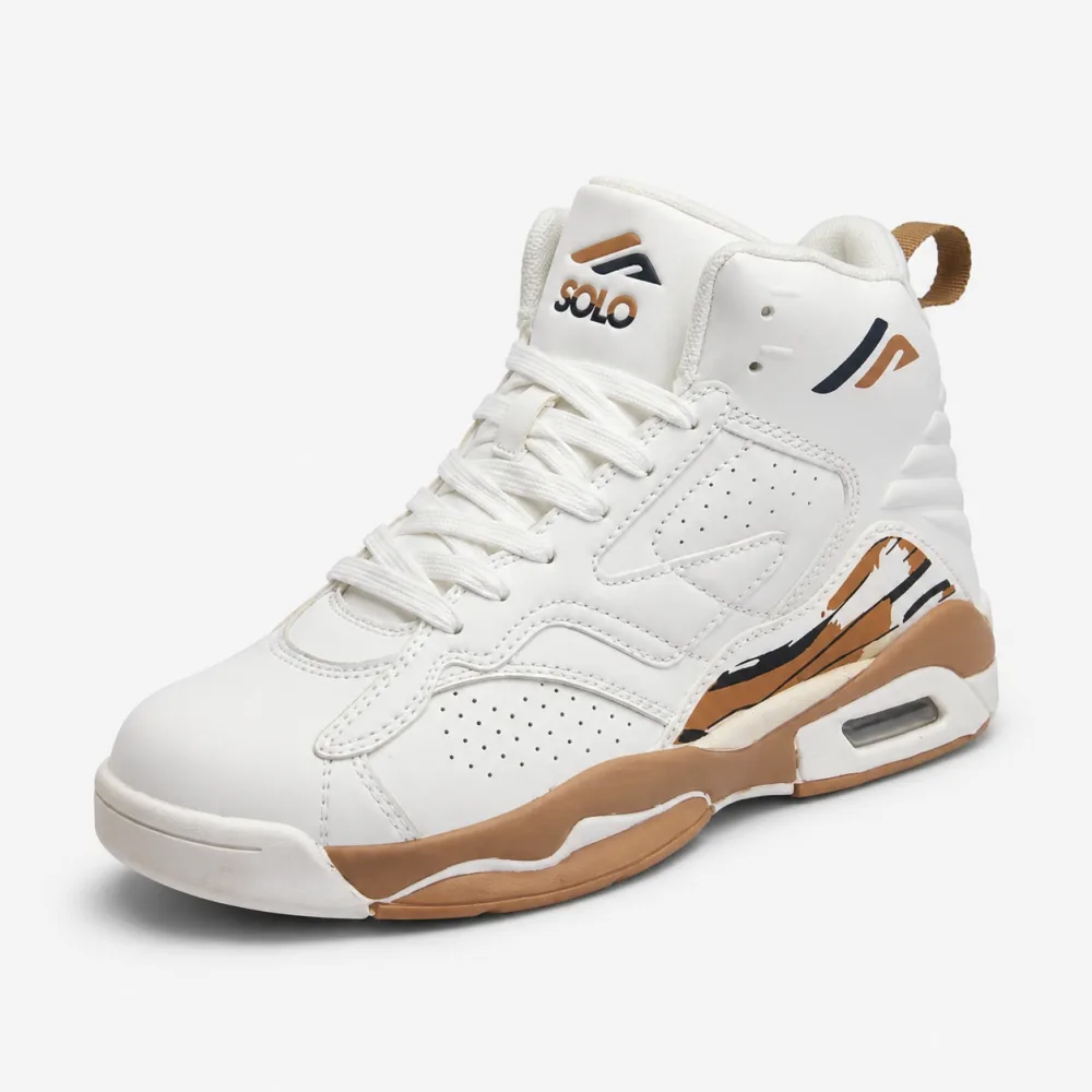 SOLO White Brown High-Top Sneaker