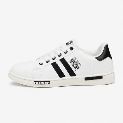 AMZA White Black Low-Top Casual Sneaker