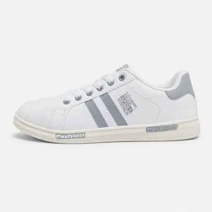 AMZA White Black Low-Top Casual Sneaker
